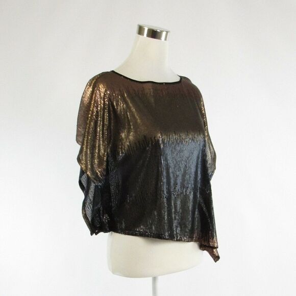 Light brown black VINCE CAMUTO sequin blouse XS - Picture 3 of 8